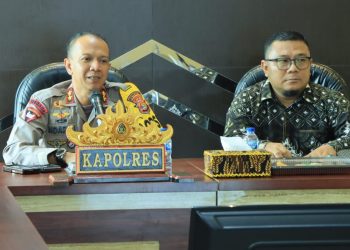 Kapolres Tulang Bawang Barat dan KPU Tulang Bawang Barat Rapat Koordinasi Persiapan Rekapitulasi Tingkat Kabupaten