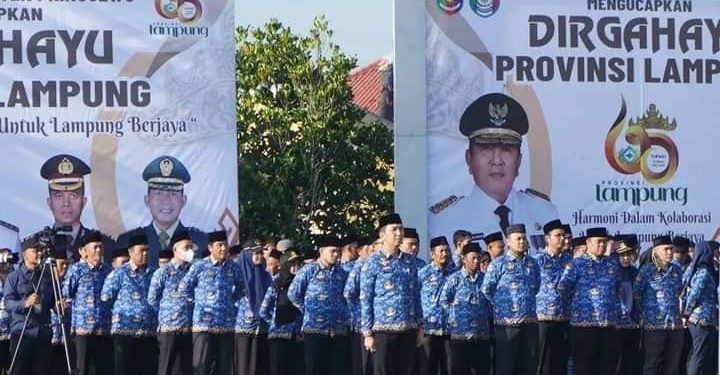 Pemerintah Kabupaten Pringsewu menggelar upacara peringatan HUT ke-60 Provinsi Lampung