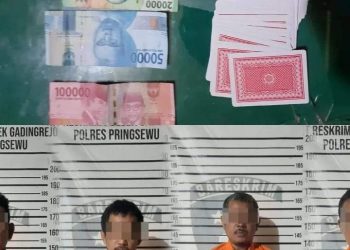 Berjudi, Empat Warga Gadingrejo Ditangkap Polisi