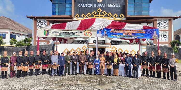 PEMERINTAH KABUPATEN MESUJI MELAKSANAKAN UPACARA DALAM RANGKA HARI ULANG TAHUN (HUT) KE-60 PROVINSI LAMPUNG