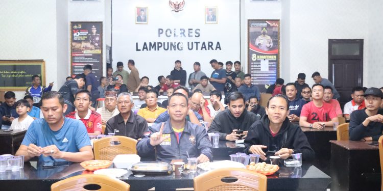 Nobar Semifinal Timnas U-23 Indonesia di Polres Lampung Utara Dipenuhi Antusias Suporter