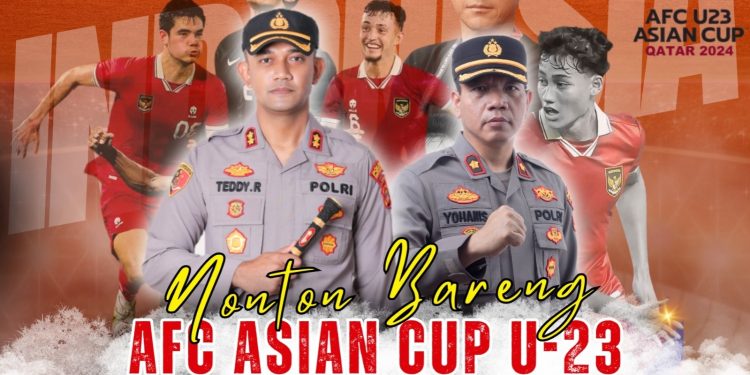 Polres Lampung Utara Gelar Nobar Semifinal Piala Asia U23 Indonesia vs Uzbekistan