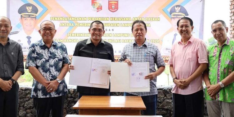Lampung Utara dan Lampung Barat Tandatangani Perjanjian Kerjasama Pengendalian Inflasi Daerah 2024
