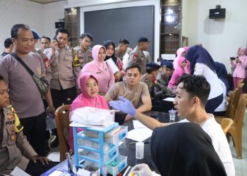 Hari Bhayangkara Ke-78, Polres Lampung Utara Gelar Bhakti Kesehatan Donor Darah