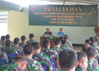 Cegah Peredaran Narkoba, Kodim 0427/Way Kanan Adakan Penyuluhan Pencegahan, Pemberantasan, Penyalahgunaan, Dan Peredaran Gelap Narkoba ( P4GN).