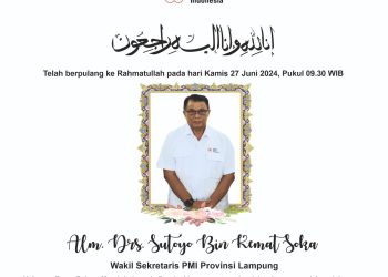 Pengurus PMI Way Kanan Turut berduka atas meninggalnya Drs Sutoyo Bin Kemal Soka Wakil Sekretaris PMI Prov Lampung