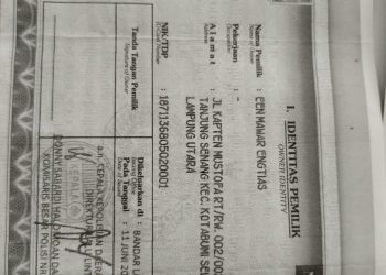 Kehilangan Satu STNK Revo Vit BE 4947 KR