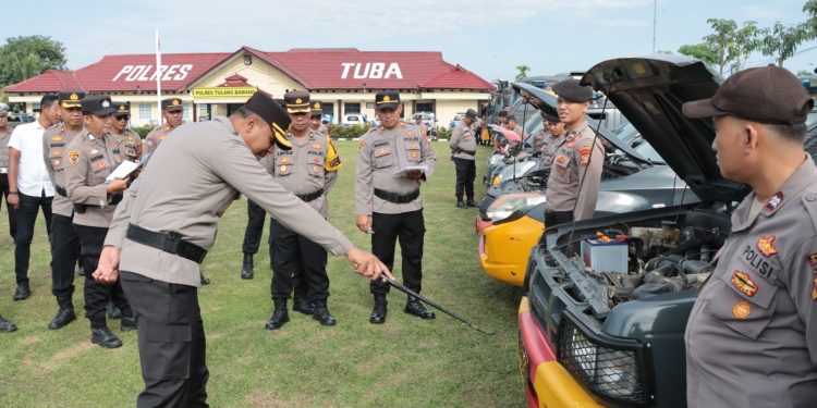 Polres Tuba Gelar Apel Pengecekan Alsus dan Almatsus Jelang Pilkada Serentak 2024, AKBP James Paparkan Tujuannya
