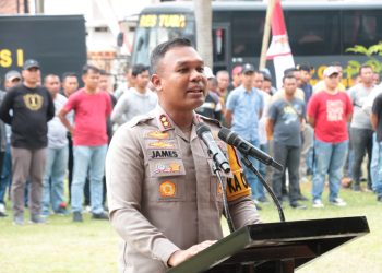 Polres Tulang Bawang Gelar Simulasi Pengamanan Pelantikan Anggota Legislatif Secara On The Spot
