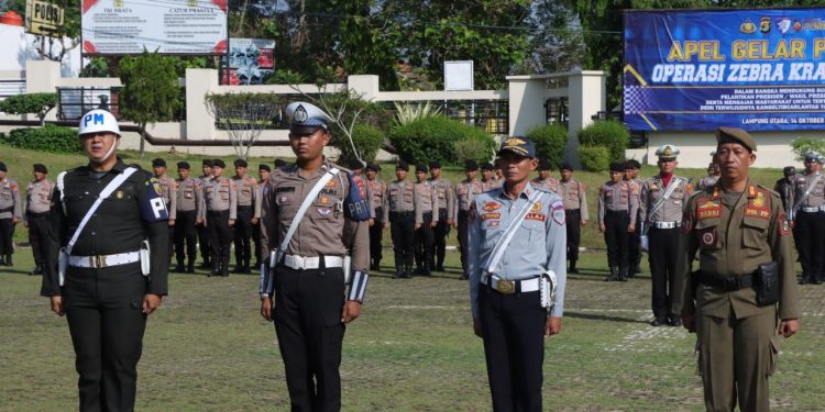 Polres Lampung Utara Laksanakan Apel Gelar Pasukan Operasi Zebra Krakatau 2024