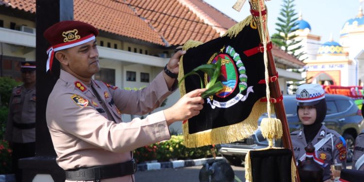 Polres Lampura Gelar Napak Tilas dan Penyucian Tunggul Kesatuan Wira Bhakti Bumi Ragem Tunas