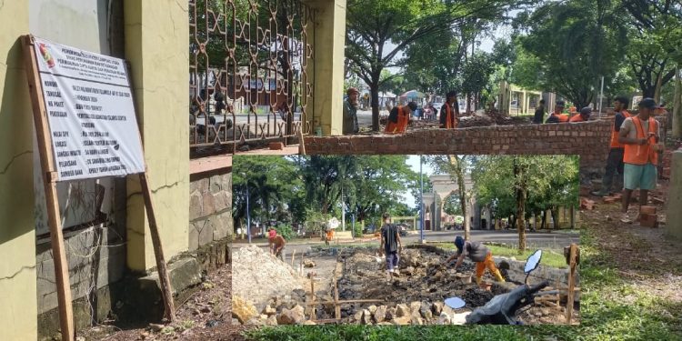Lagi! Proyek APBD.P Revitalisasi Islamik Senter Kotabumi, Pekerja Tidak Gunakan APD