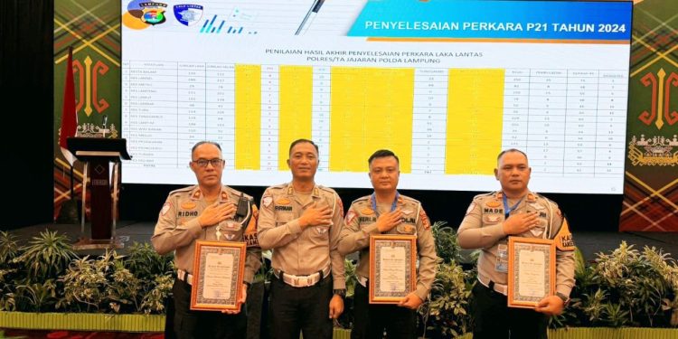 Satlantas Polresta Bandar Lampung Raih Penghargaan Bergengsi di Rakernis Lalu Lintas 2024