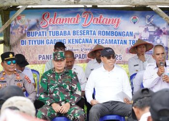 Bupati TUBABA Nopriwan Jaya Kapolres tinjau kegiatan panen raya di tiyuh Gading Kecana 