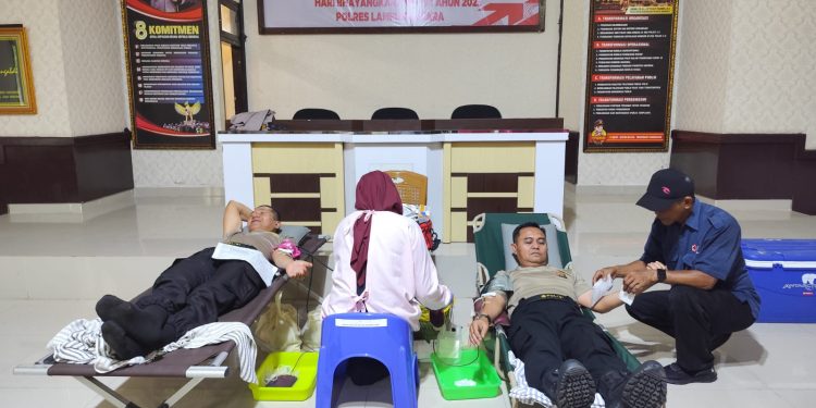 Memperingati Hari Bhayangkara Ke-79, Polres Lampung Utara Gelar Bhakti Kesehatan Donor Darah 