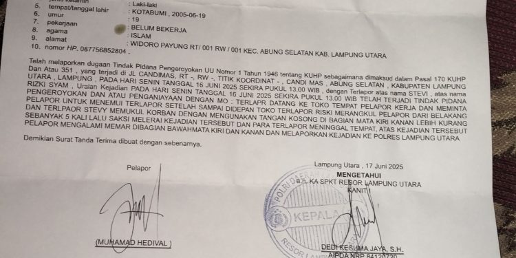 Di Keroyok Hinga Mata Bengkak dan Lebam Korban M Hedival Lapor Polisi