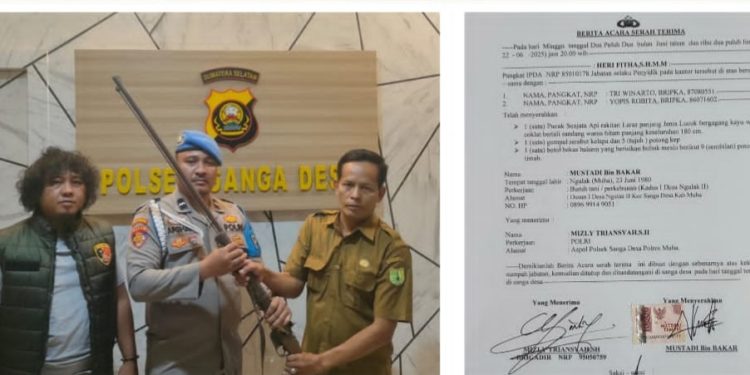 Unit Reskrim Polsek Sanga Desa Terima Serahan Senpi Dari Warga