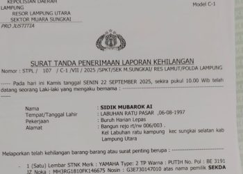 Kehilangan STNK BE 6456 JZ