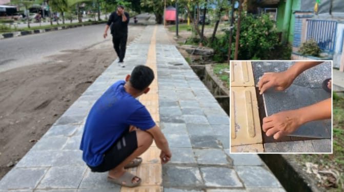 Warga Soroti Pembangunan Trotoar Dalam Kota Bangko, Diduga Dikerjakan Asal Jadi