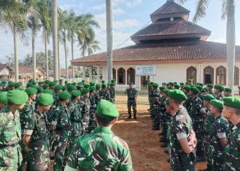Dandim 0412/LU Sambut Kedatangan 154 Prajurit Brigif TP 45/Bhumi Cakti Marshalling Area Lampung Utara.