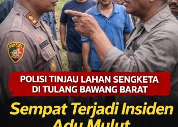 Polisi Tinjau Lokasi Sengketa Tanah di Tulang Bawang Barat, Sempat Terjadi Insiden Adu Mulut