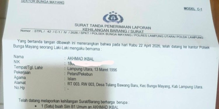 Telah Hilang STNK Truck Nomor Plat BE 8760 JQ