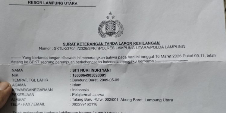 Telah Hilang STNK Honda Vario 125 BE 5172 KA