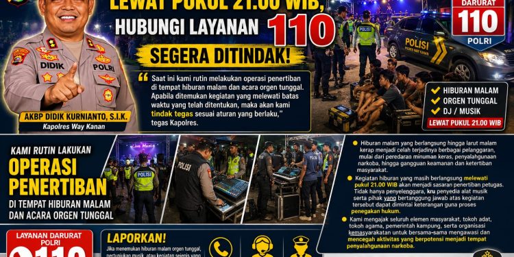 Kapolres Way Kanan: Temukan Orgen Tunggal Lewati Pukul 21.00 WIB, Segera Laporkan ke 110