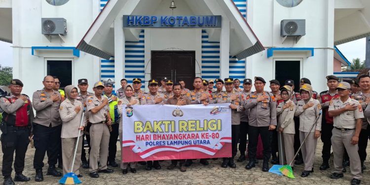 Hari Bhayangkara Ke-80, Polres Lampung Utara Gelar Bakti Religi di Masjid, Gereja dan Wihara