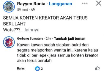 TANGGAPI RAMAI KOMENTAR, PIHAK GERBANG SUMATERA TEGASKAN TIDAK MENGGENERALISIR PROFESI KONTEN KREATOR